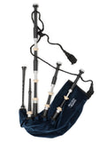 McCallum Highland Bagpipes - P4- Black Acetyl - fully combed & beaded with imitation ivory mounts & alloy engraving
