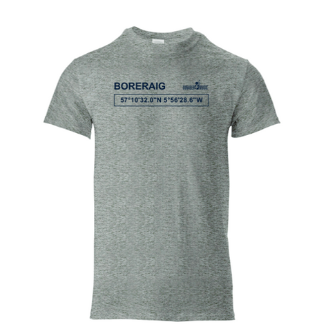100% Cotton T-Shirt: Boreraig: Degree, Minutes, Seconds